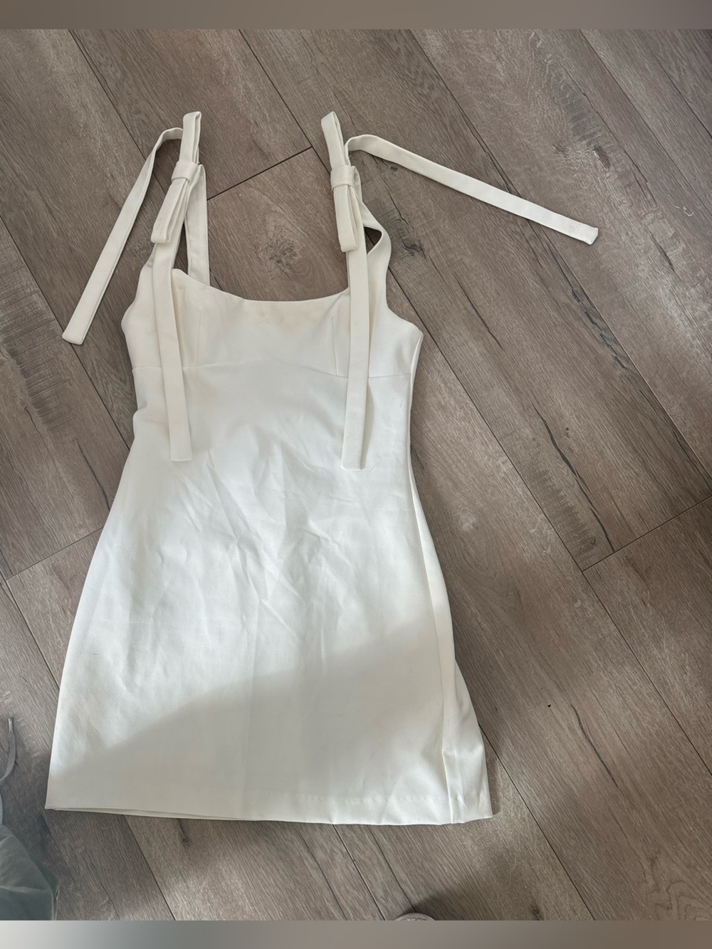White Tie-Shoulder Mini Dress